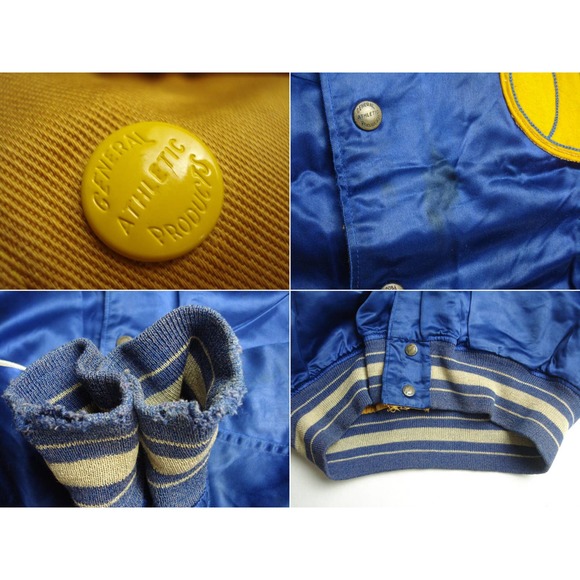 Size Fits M Vintage 60s Varsity Letterman Satin Baseball Jacket - Picture 9 of 9
